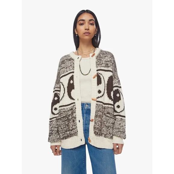 MOTHER Sweaters - MOTHER The Long Drop Cardigan Sweater XS Cream Brown Oversized Good and the Bad